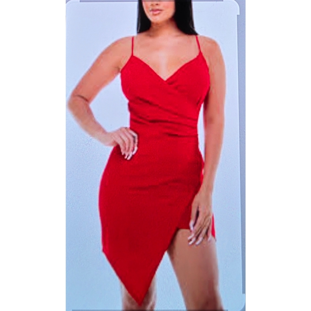 Emerald Sundae Asymmetrical Red Dress